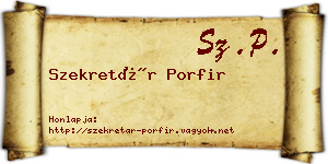Szekretár Porfir névjegykártya